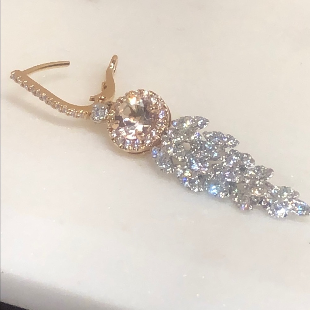 Dove  Diamond and Morganite Earrings - Picture 5 of 5